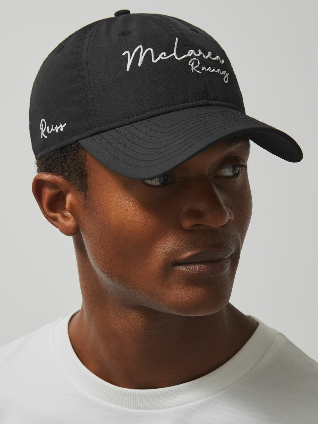 Men Unisex Fit McLaren Racing Logo Embroidered Cap in Black