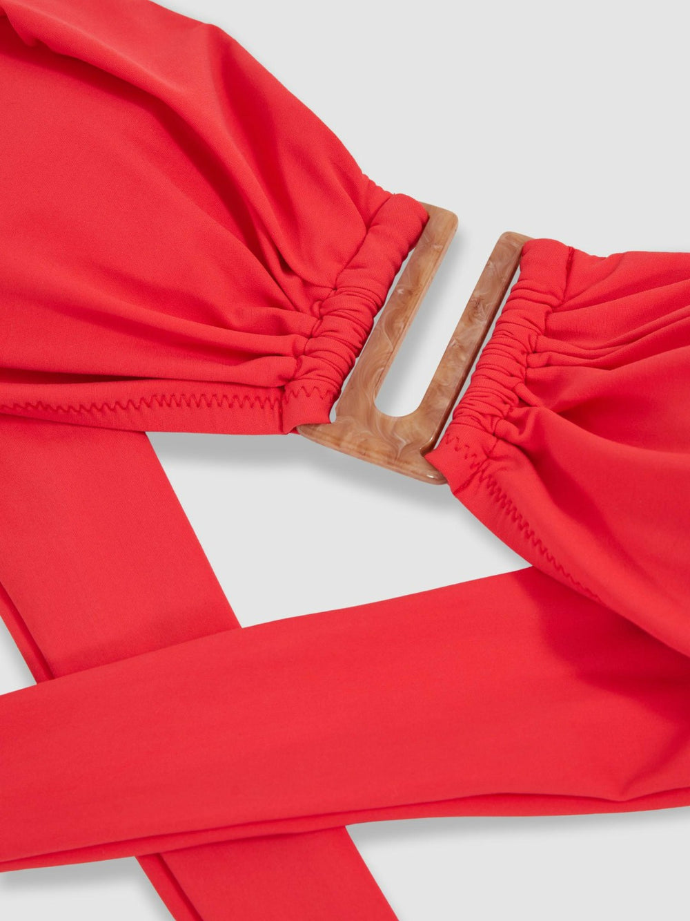 Women Removable Strap Bandeau Bikini Top in Coral Red