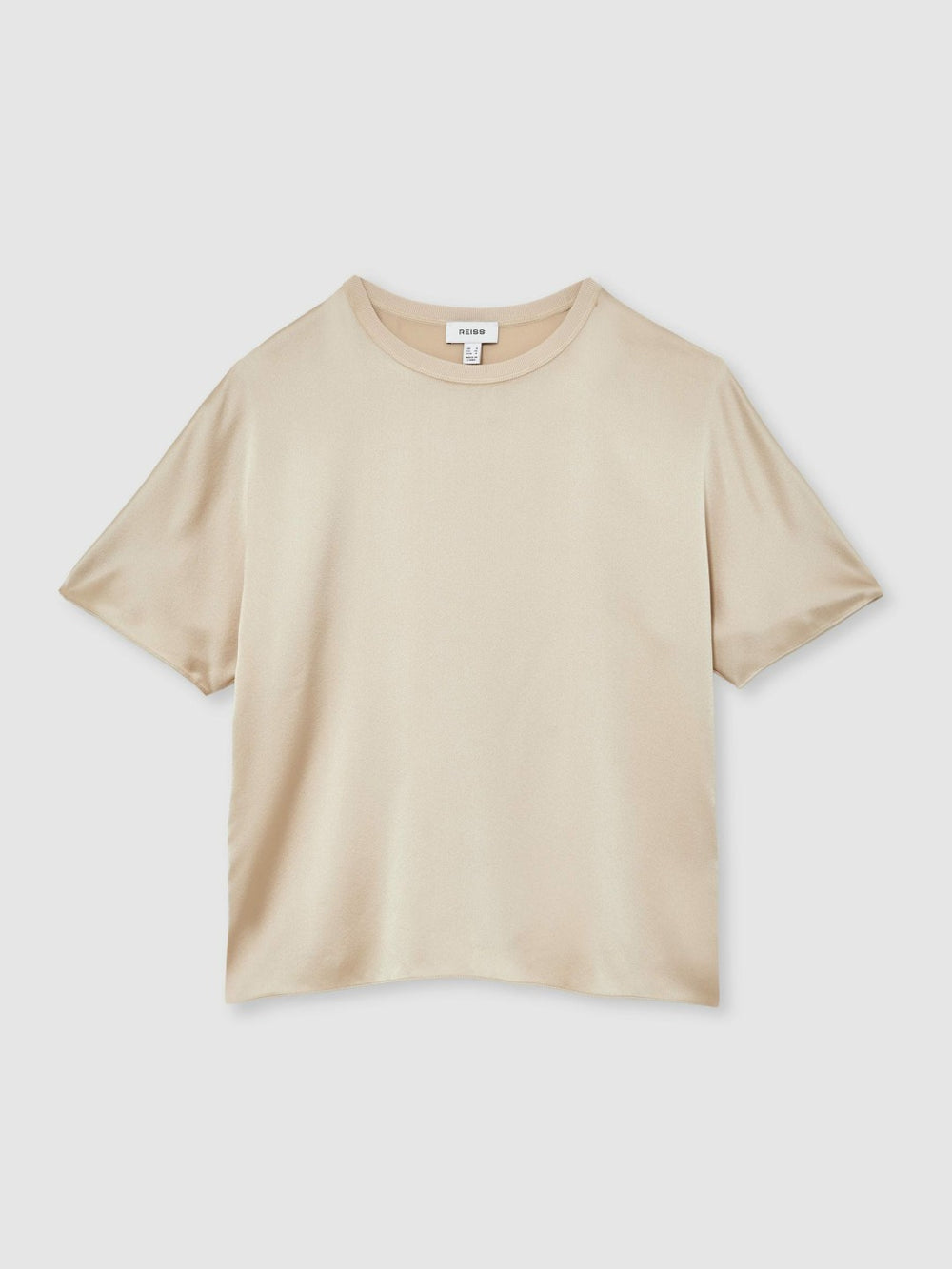 Women Silk Short-Sleeve Top in Champagne Neutral