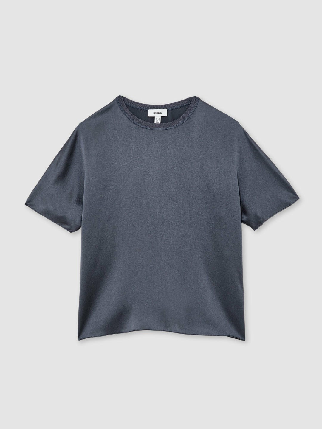 Women Silk Short-Sleeve Top in Blue