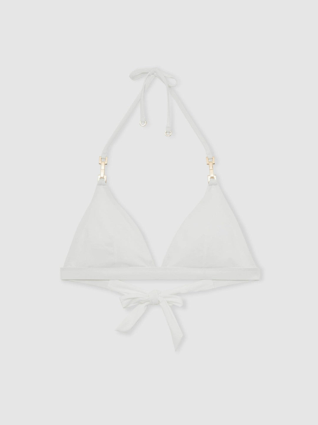 Women Triangle Halter Neck Bikini Top in White