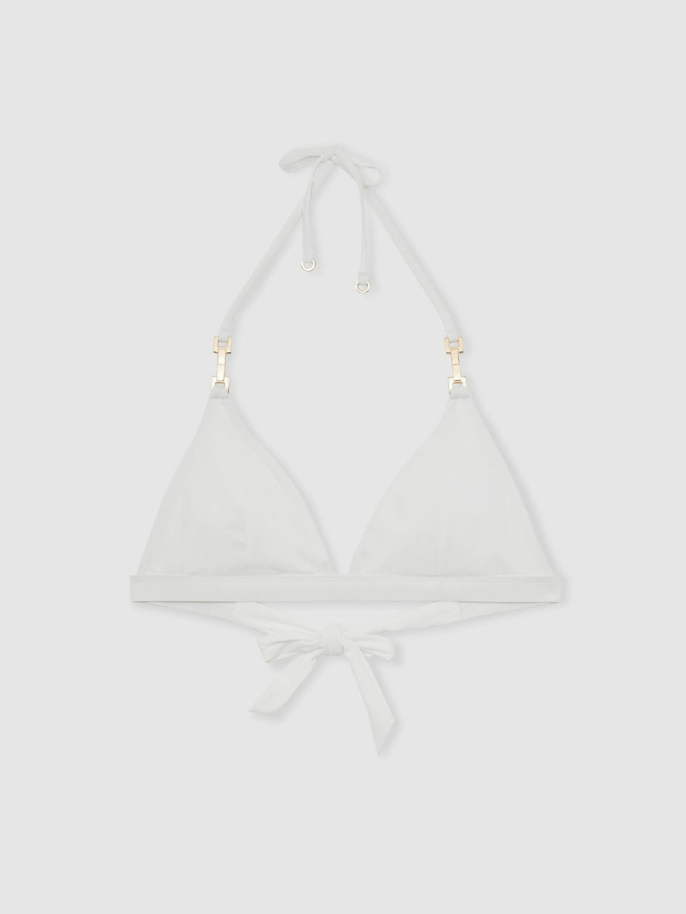 Women Triangle Halter Neck Bikini Top in White