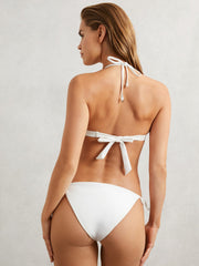 Women Triangle Halter Neck Bikini Top in White