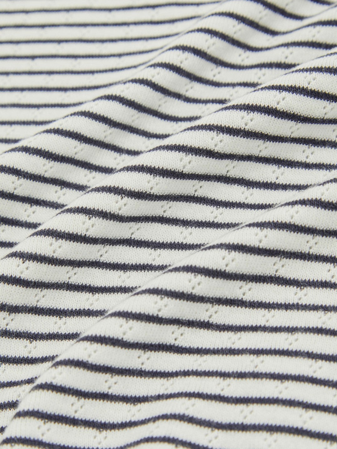 Children & Baby 13-14 yrs Cotton Pointelle Long Sleeve Top in Navy/White