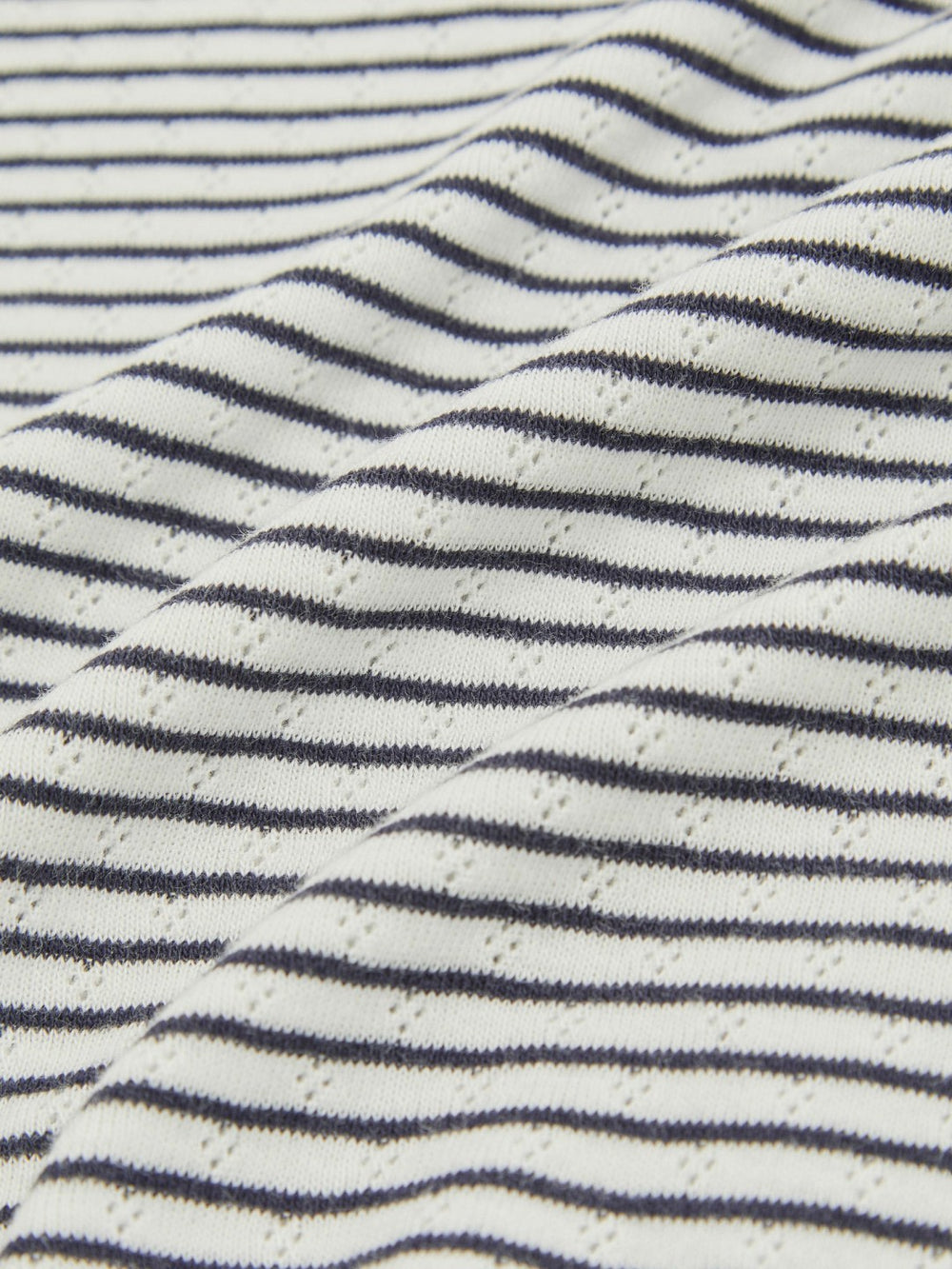 Children & Baby 9-13 yrs Cotton Pointelle Long Sleeve Top in Navy/White
