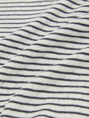 Children & Baby 9-13 yrs Cotton Pointelle Long Sleeve Top in Navy/White
