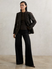 Women Ribbed Ruched Waist Vest in Chocolate