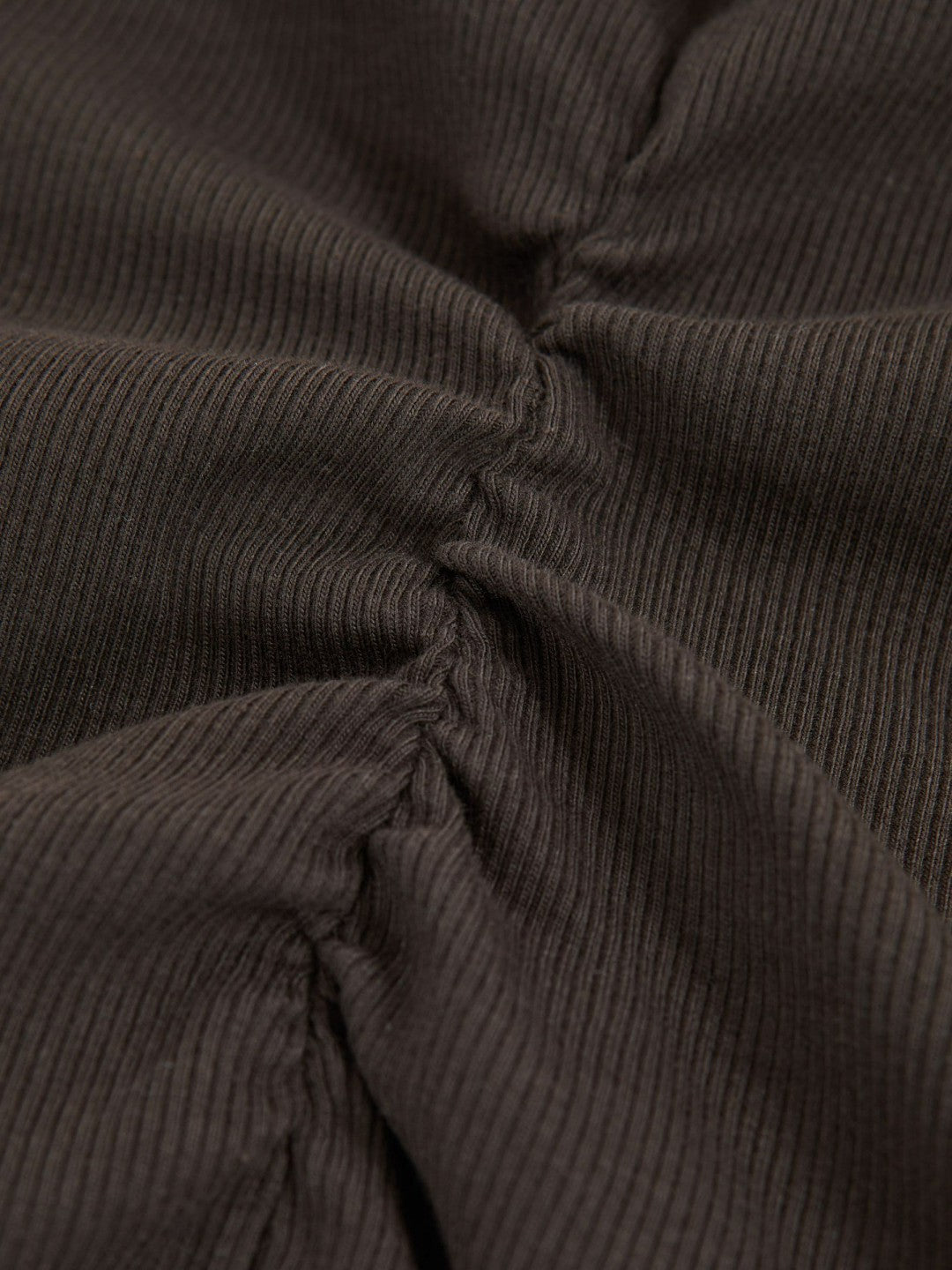 Women Ribbed Ruched Waist Vest in Chocolate