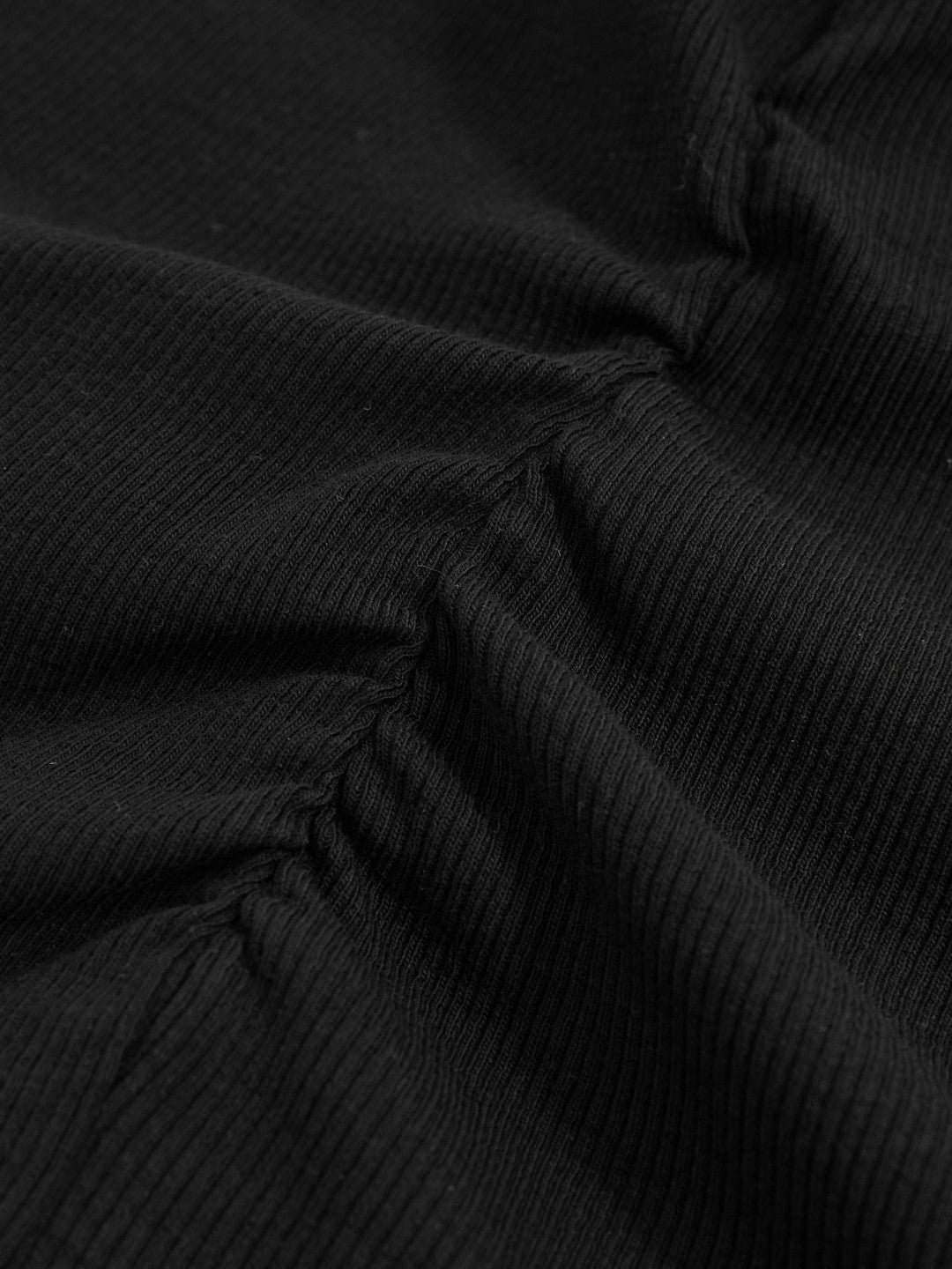 Women Ribbed Ruched Waist Vest in Black
