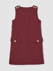 Children & Baby 13-14 yrs Button-Detail Sleeveless Shift Dress in Berry