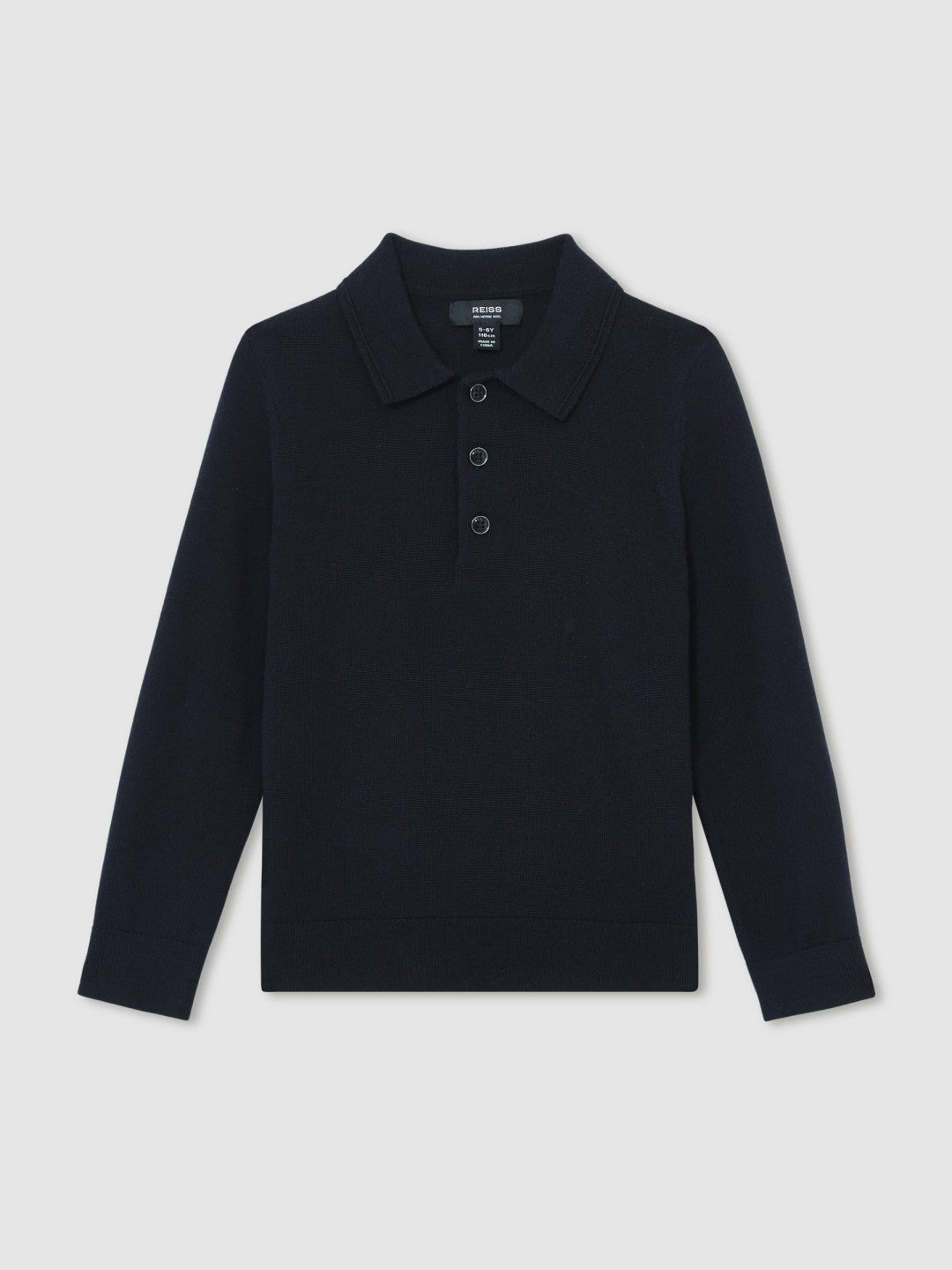 Children & Baby 9-13 yrs Merino Wool Long-Sleeve Polo Shirt in Navy