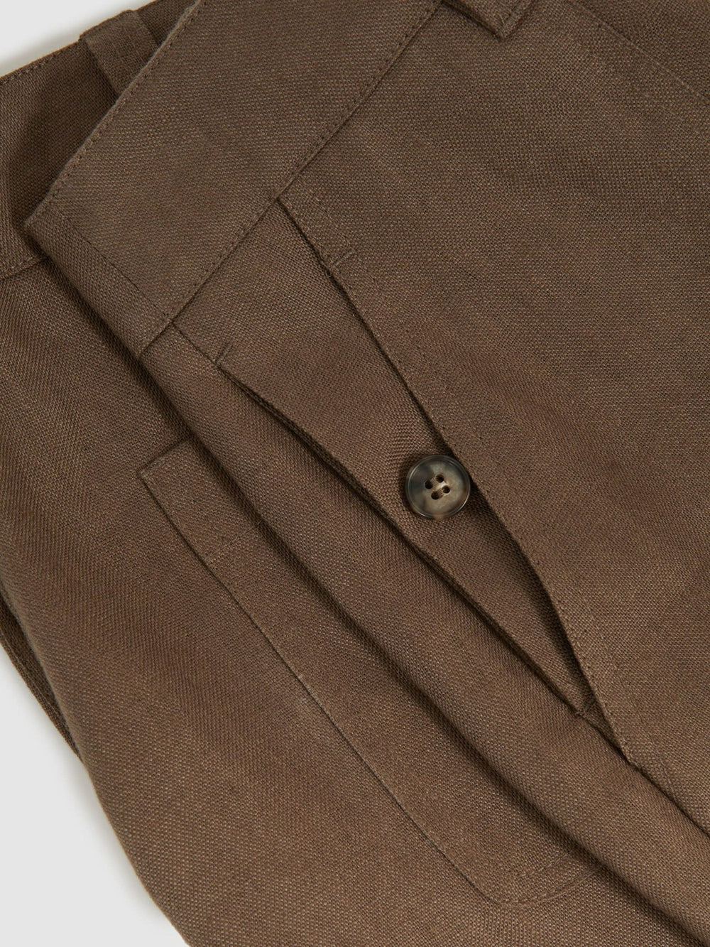 Women Petite Linen Wide Leg Trousers in Chocolate Brown