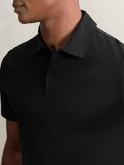 Men Cotton Short-Sleeve Polo Shirt in Black