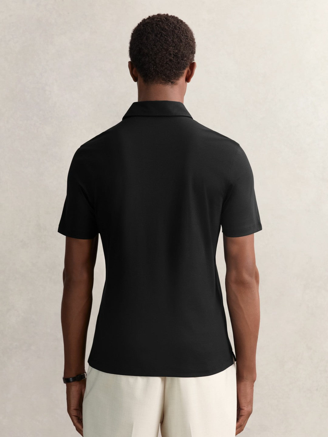 Men Cotton Short-Sleeve Polo Shirt in Black