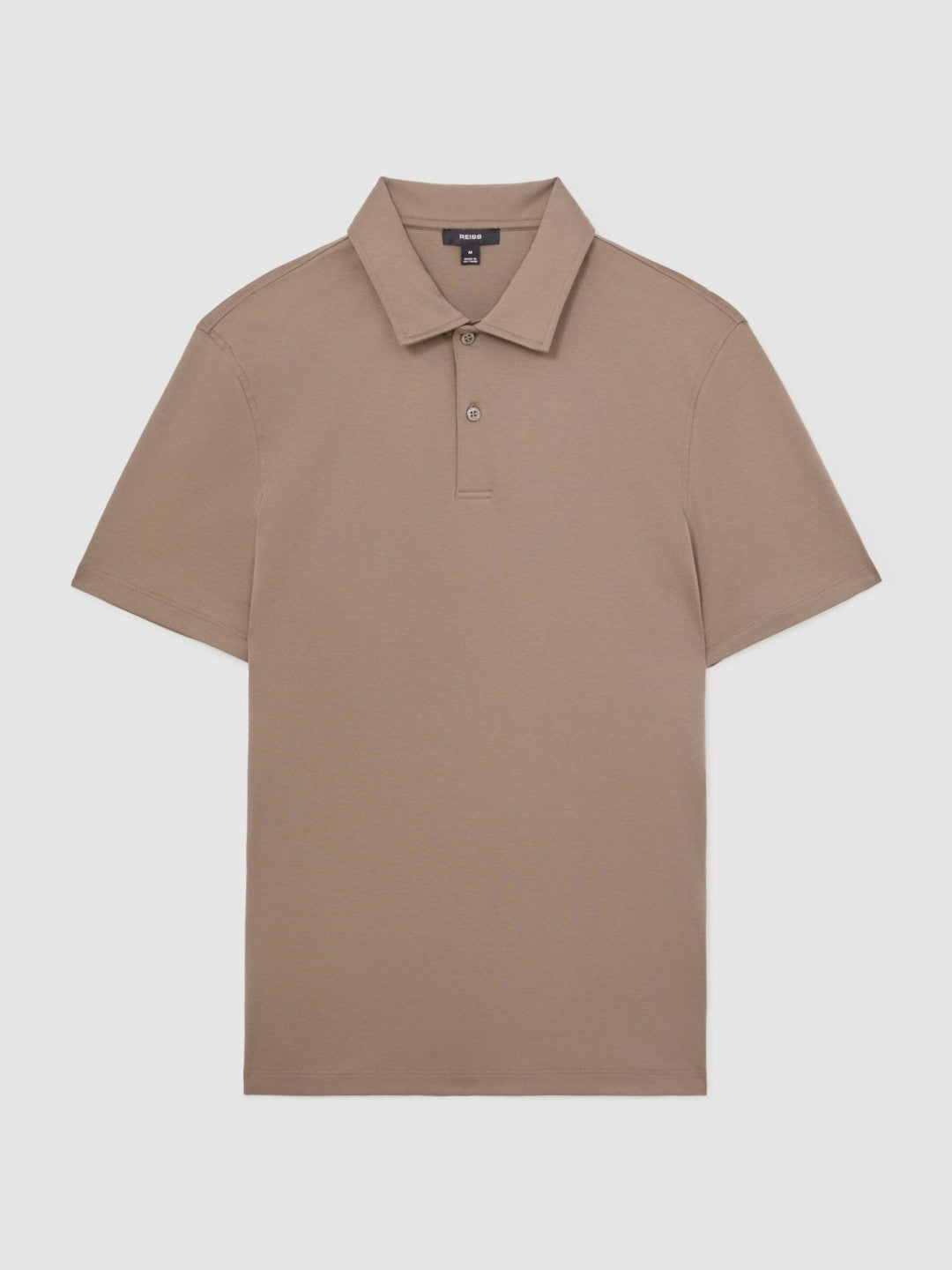 Men Cotton Short-Sleeve Polo Shirt in Taupe Brown