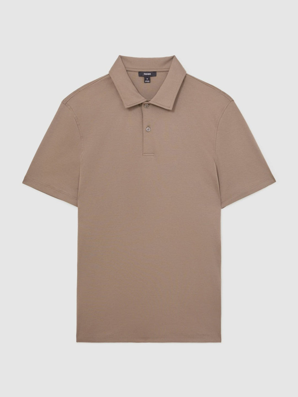 Men Cotton Short-Sleeve Polo Shirt in Taupe Brown