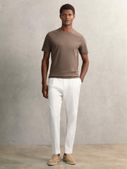 Men Airwater-Cotton Crew-Neck T-Shirt in Taupe Brown