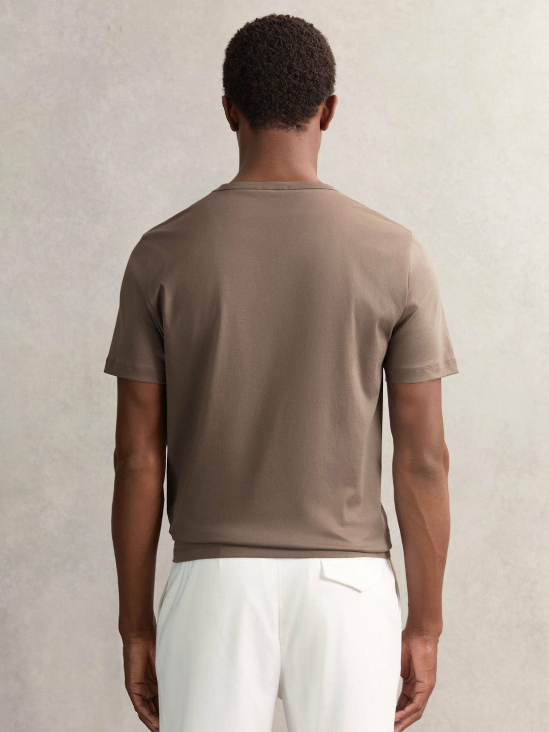 Men Airwater-Cotton Crew-Neck T-Shirt in Taupe Brown