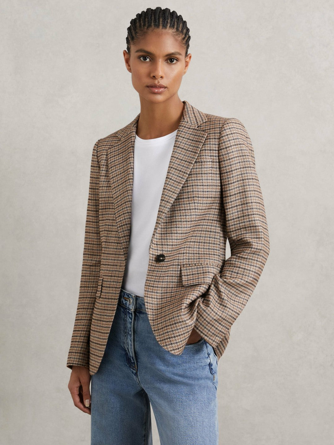 Women Jacket in Neutral Check