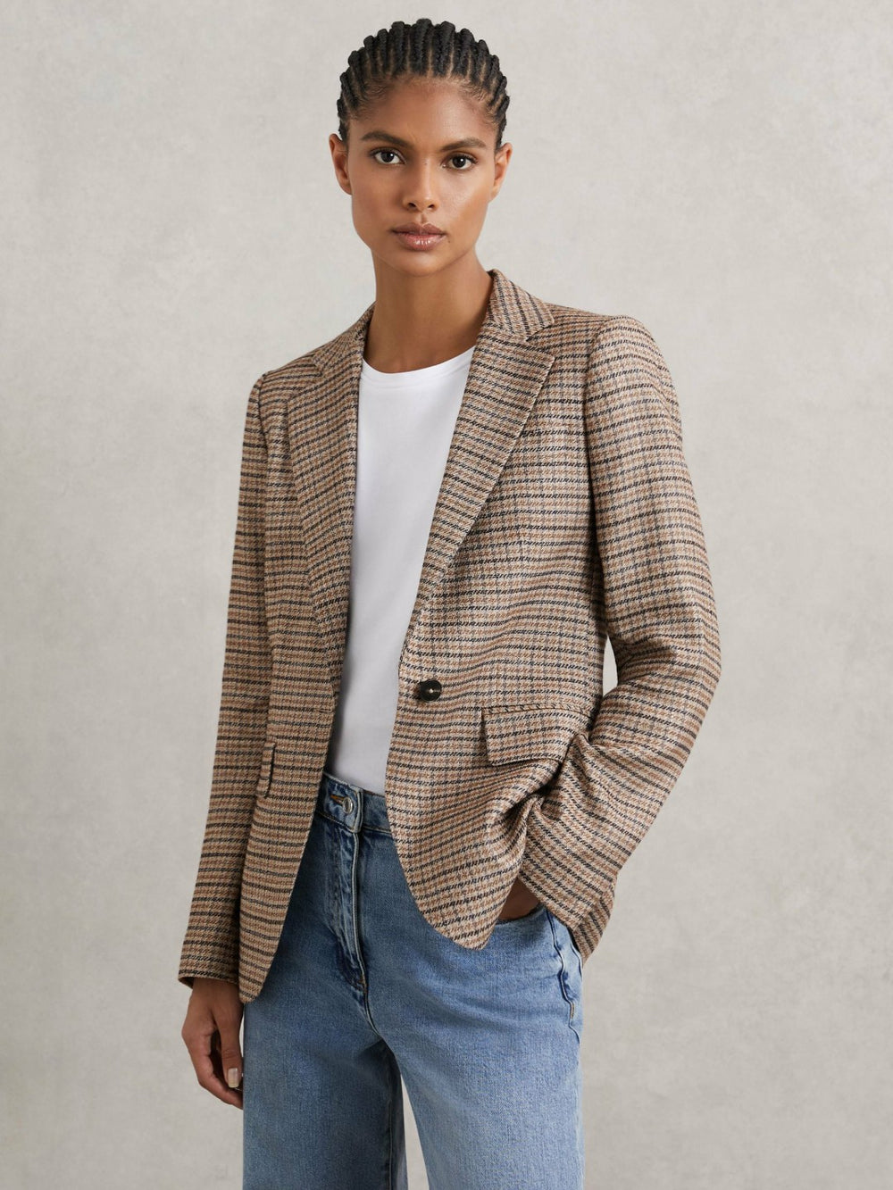 Women Jacket in Neutral Check