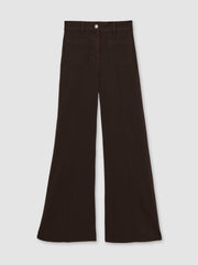 Women Petite Patch-Pocket Flared Jeans in Burgundy