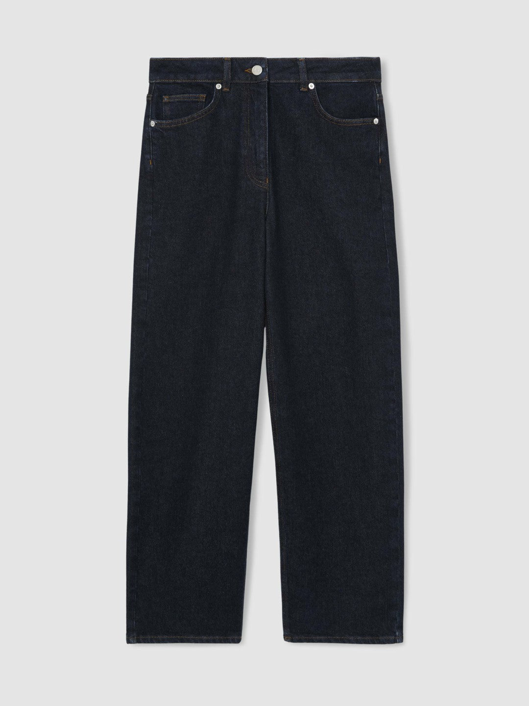 Women Petite Mid-Rise Straight-Leg Jeans in Dark Blue
