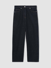 Women Petite Mid-Rise Straight-Leg Jeans in Dark Blue