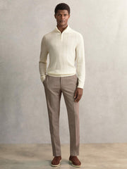 Men Merino Wool Wide-Rib Half-Zip Jumper in Bianco