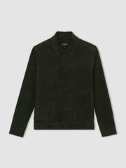 Men Suede Worker Jacket in Dark Green