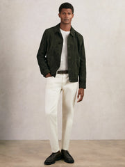 Men Suede Worker Jacket in Dark Green