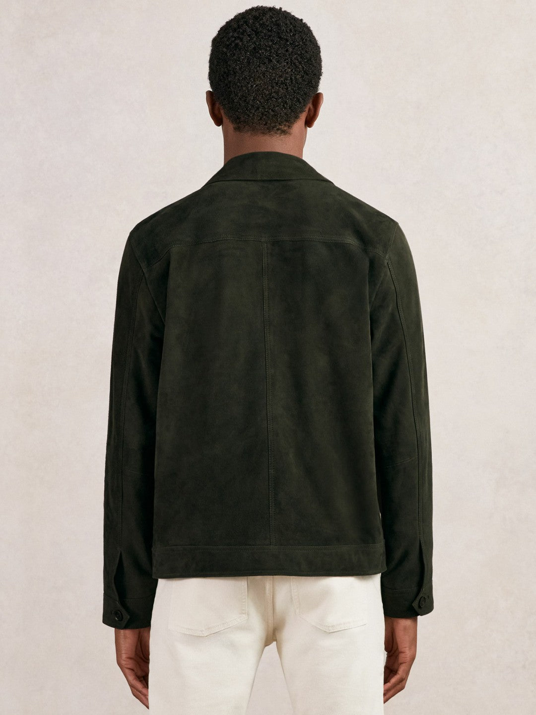 Men Suede Worker Jacket in Dark Green