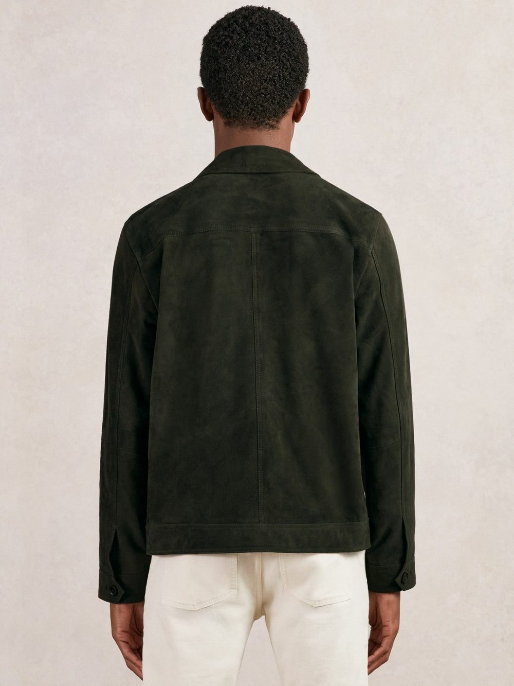 Men Suede Worker Jacket in Dark Green