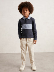 Children & Baby 9-13 yrs Cotton Logo-Embroidery Rugby Polo Shirt in Airforce Blue/Navy Blue