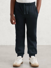 Children & Baby Cotton-Blend Textured Cuffed Joggers in Navy