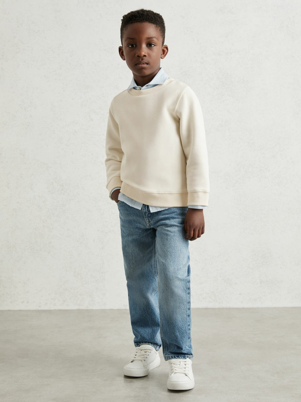 Children & Baby 9-13 yrs Cotton-Blend Textured Sweatshirt in Off White