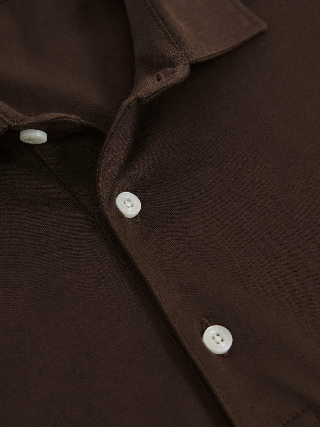 Men Cotton-Jersey Long Sleeve Polo Shirt in Brown