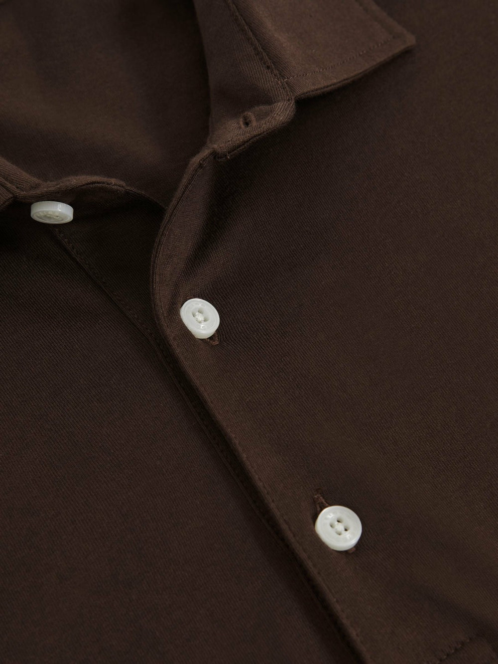 Men Cotton-Jersey Long Sleeve Polo Shirt in Brown