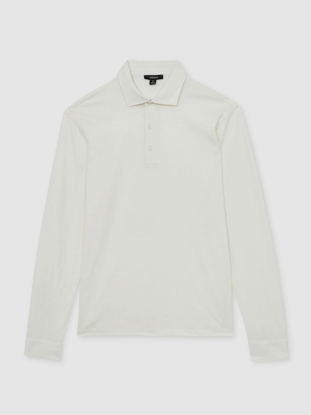 Men Cotton-Jersey Long Sleeve Polo Shirt in White