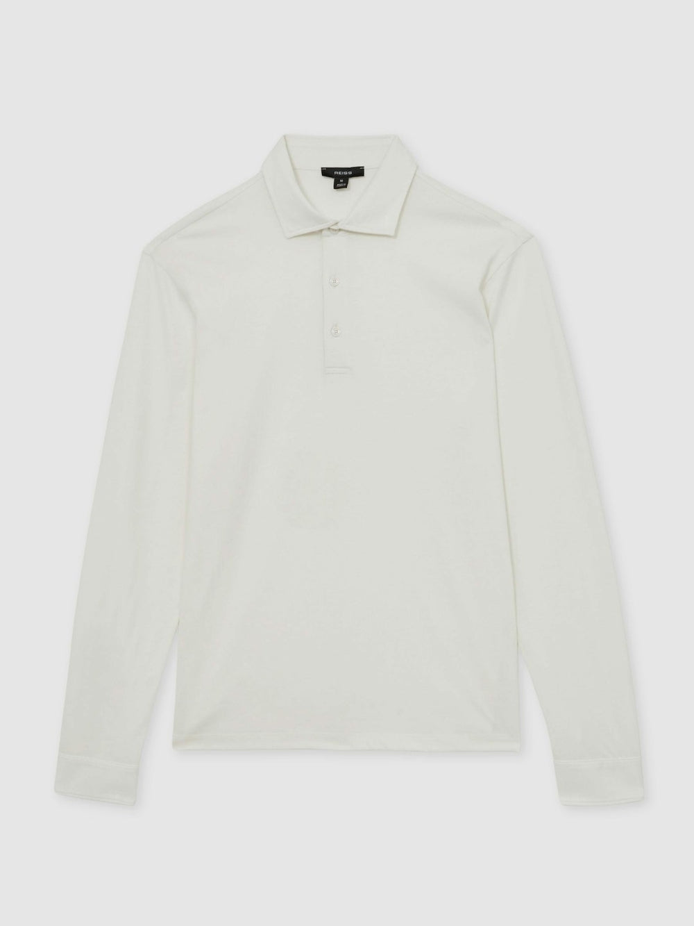 Men Cotton-Jersey Long Sleeve Polo Shirt in White