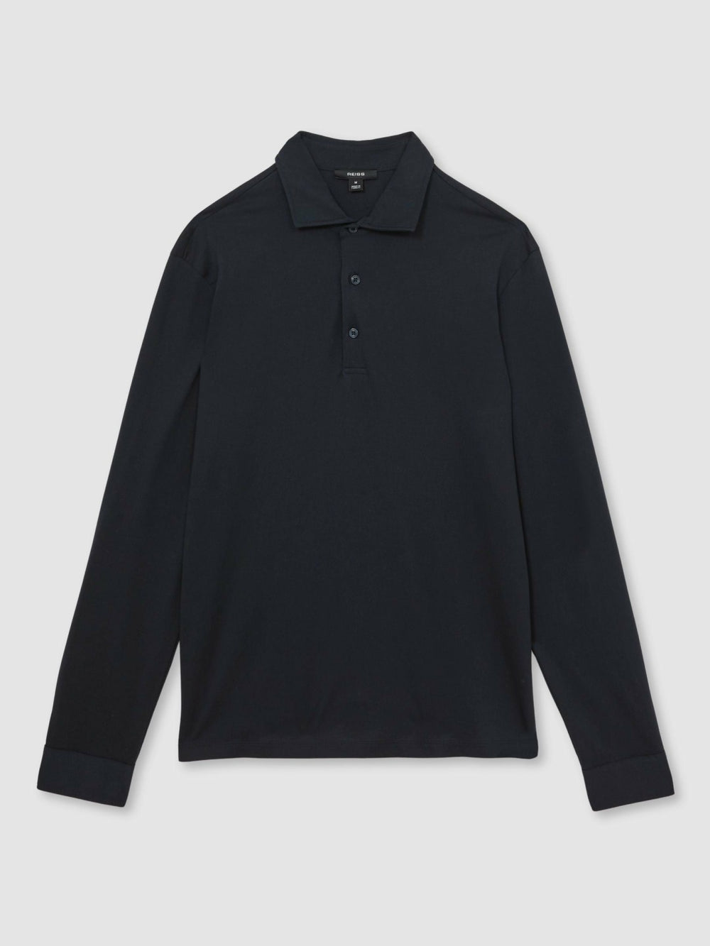 Men Cotton-Jersey Long Sleeve Polo Shirt in Navy