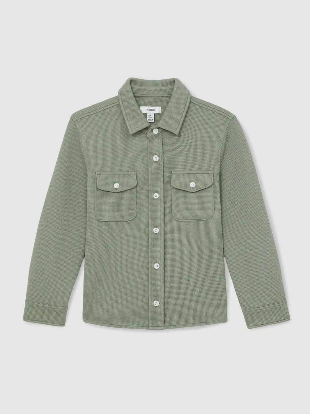 Children & Baby 13-14 yrs Waffle-Textured Twin-Pocket Overshirt in Sage