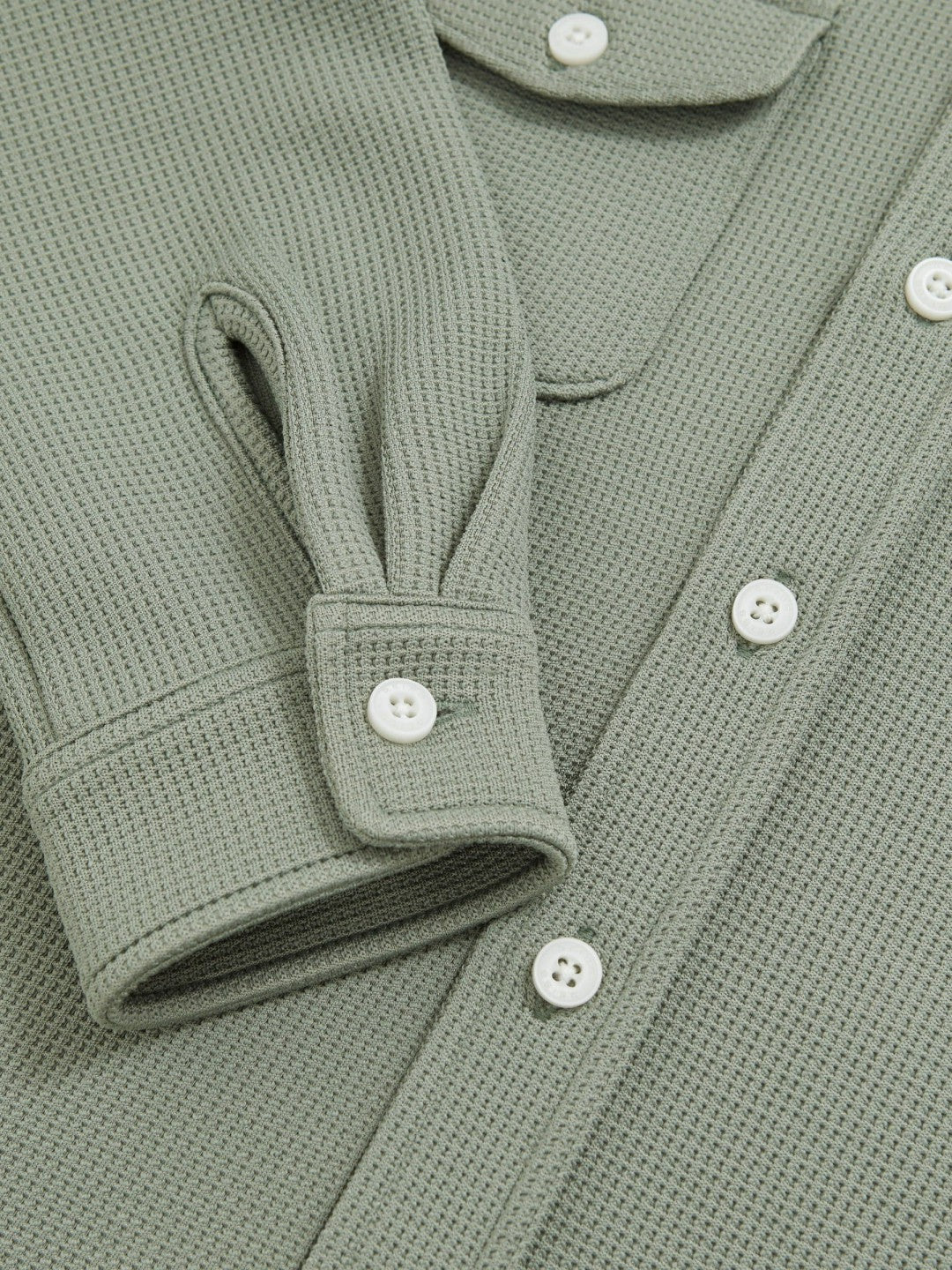 Children & Baby 13-14 yrs Waffle-Textured Twin-Pocket Overshirt in Sage
