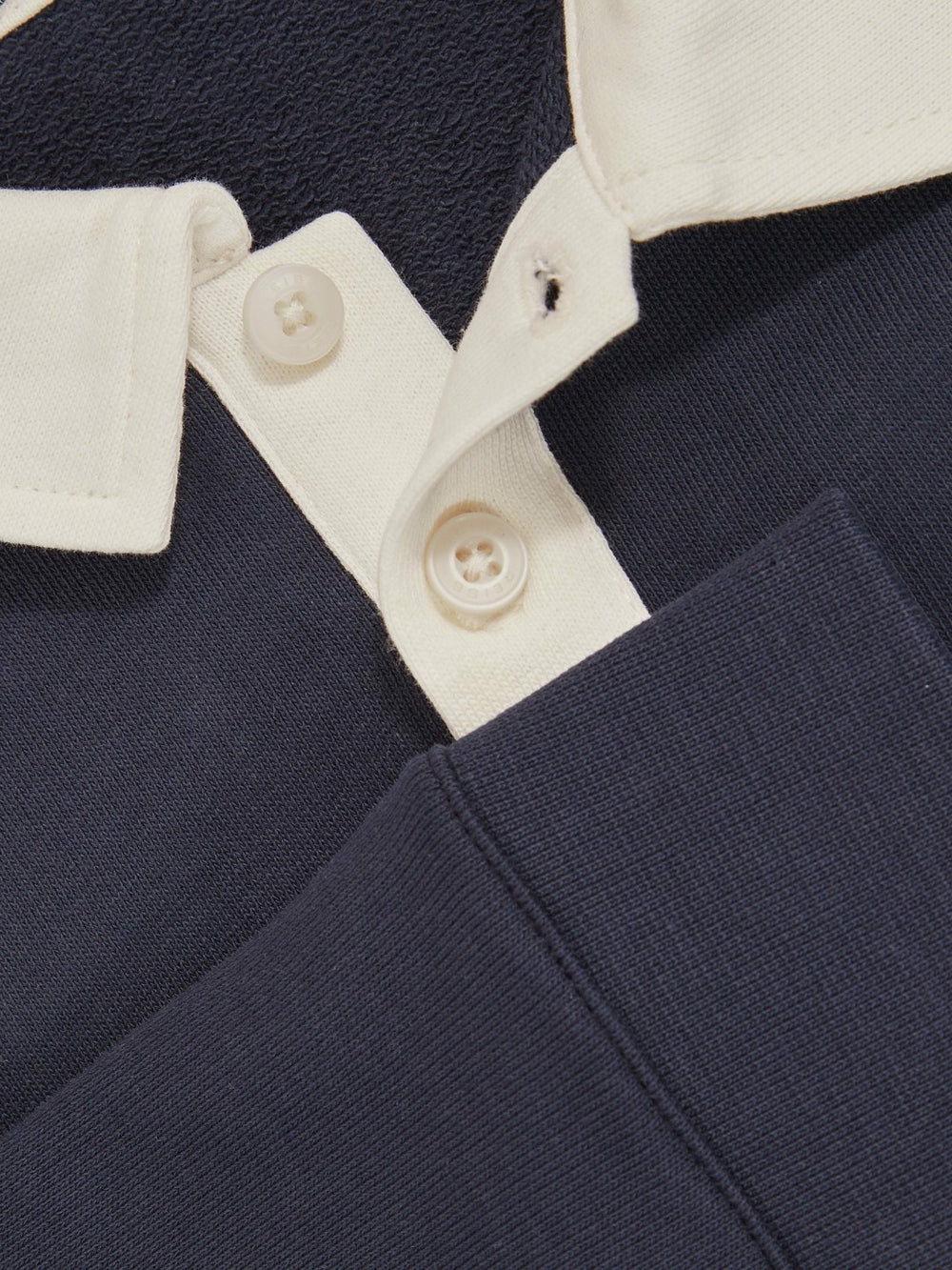 Children & Baby Cotton Half-Button Rugby Polo Shirt in Navy/White
