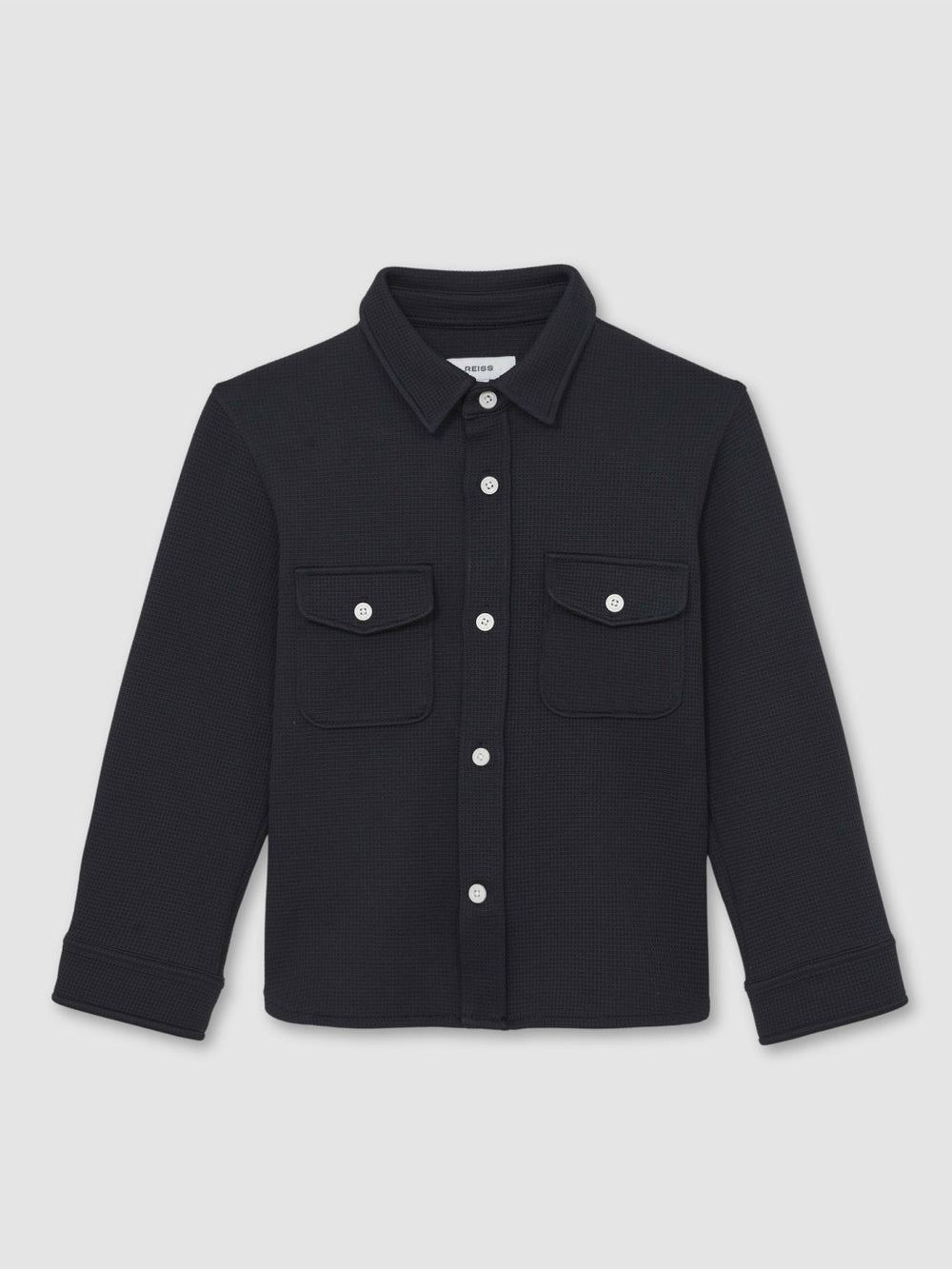 Children & Baby 13-14 yrs Waffle-Textured Twin-Pocket Overshirt in Navy