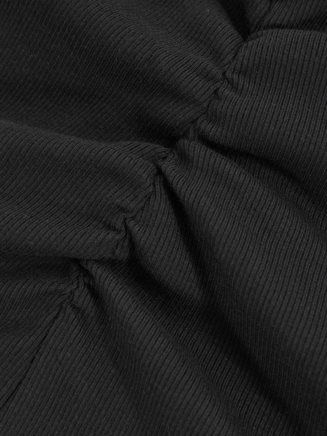 Women Cotton Long-Sleeve Ruched T-Shirt with Stretch in Black